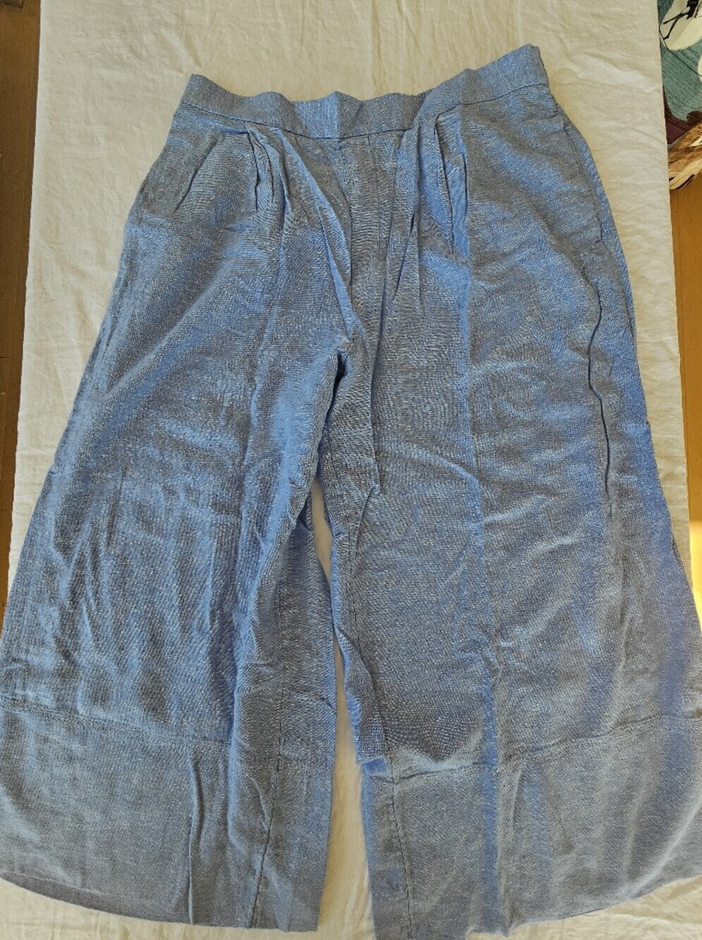 GAP Blue Wide Leg Linen-Blend Pants Size L